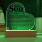 To My Son - Love Dad - Proud - Heart Acrylic Plaque !!!