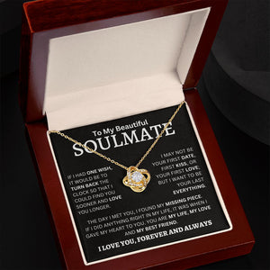 5 GREAT REASONS TO BUY FROM US Imagine her reaction receiving this beautiful Love Knot Necklace. Representing an unbreakable bond between two souls, this piece features a beautiful pendant embellished with premium cubic zirconia crystals. Surprise you