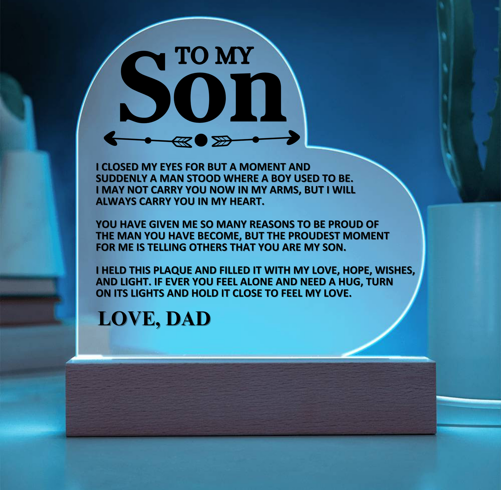 To My Son - Love Mom - Feel My Love - Heart Acrylic Plaque