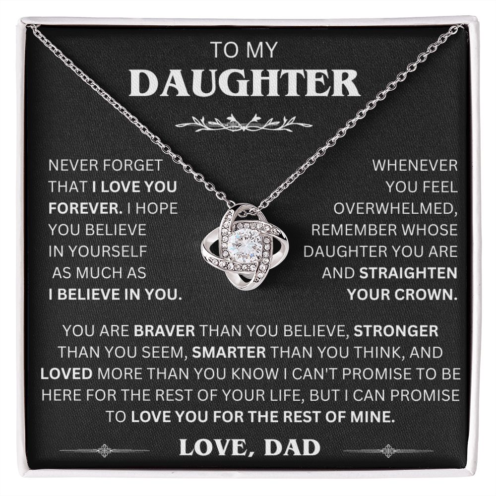 To My Beautiful Daughter - This Old Lion Will Always Have Your Back - Love Knot Necklace