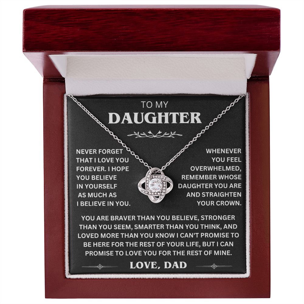 To My Beautiful Daughter - This Old Lion Will Always Have Your Back - Love Knot Necklace