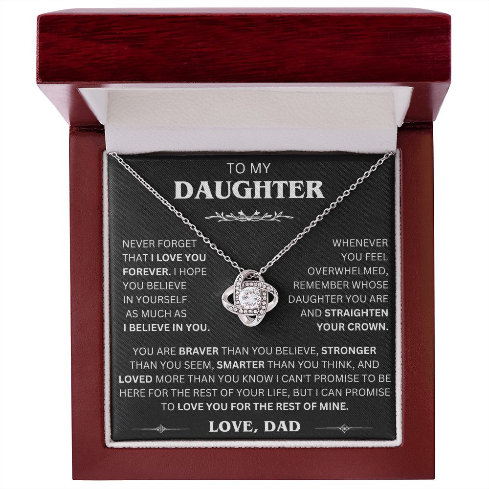To My Beautiful Daughter - This Old Lion Will Always Have Your Back - Love Knot Necklace