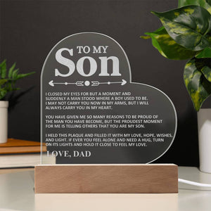 To My Son - Love Dad - Proud - Heart Acrylic Plaque