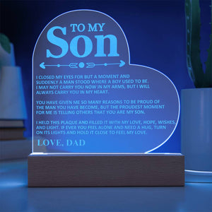 To My Son - Love Dad - Proud - Heart Acrylic Plaque