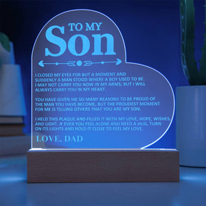 To My Son - Love Dad - Proud - Heart Acrylic Plaque