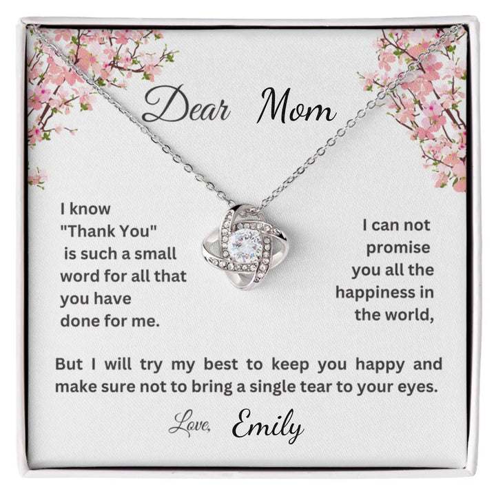 Personalized Mothers day Gift For Mom From Son | Love Knot Necklace