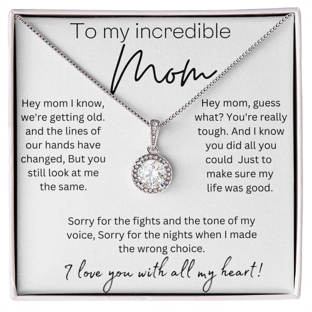 Gift for Mom | You did all you could just to make my life was good | I Love you with all my heart-| Premium 14K White Gold Finish Eternal hope Necklace | Meaningful Mother's Day Gift | Gift Idea for Mom | Birthday gift for mom