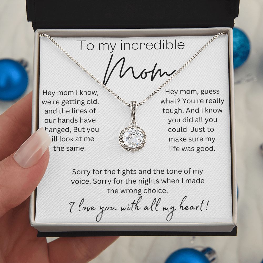 Gift for Mom | You did all you could just to make my life was good | I Love you with all my heart-| Premium 14K White Gold Finish Eternal hope Necklace | Meaningful Mother's Day Gift | Gift Idea for Mom | Birthday gift for mom