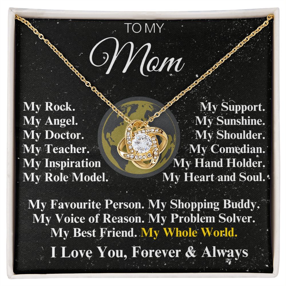 Gift for Mother | My Rock, My Angel | Premium 14K White Gold Finish Love Knot Necklace | Meaningful Mother's Day Gift | Gift Idea for Mom | Birthday gift for mom