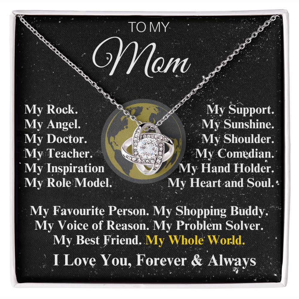 Gift for Mother | My Rock, My Angel | Premium 14K White Gold Finish Love Knot Necklace | Meaningful Mother's Day Gift | Gift Idea for Mom | Birthday gift for mom