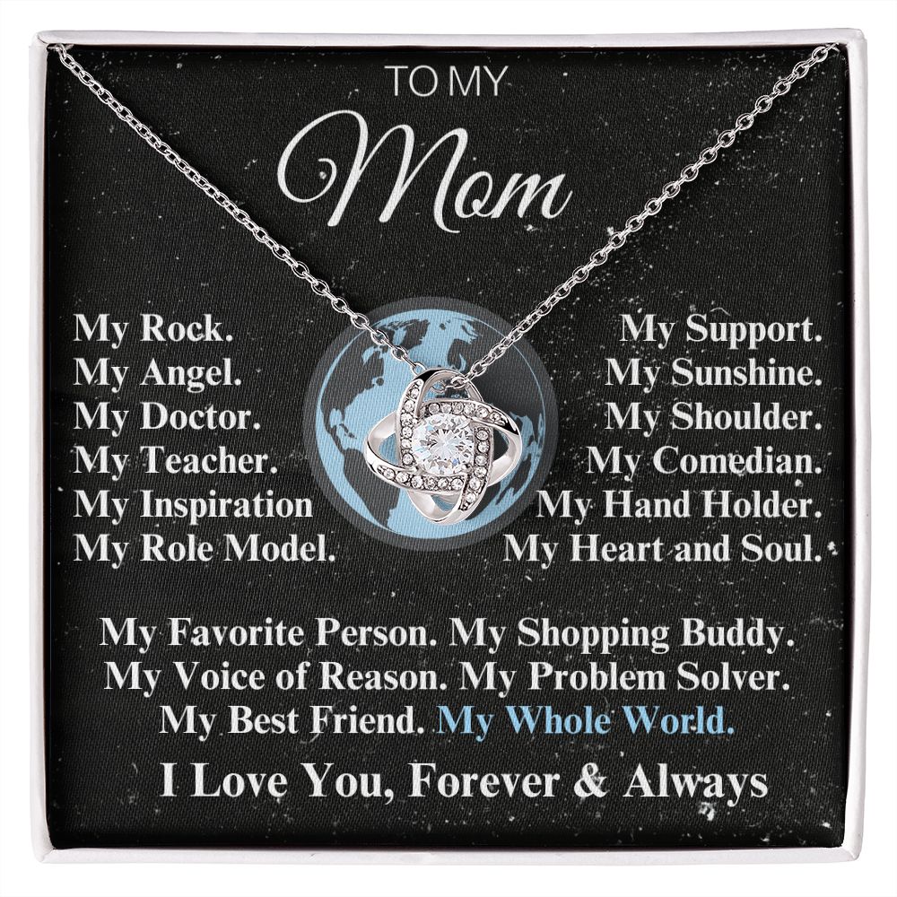 Gift for Mother | My Rock, My Angel | Premium 14K White Gold Finish Love Knot Necklace | Meaningful Mother's Day Gift | Gift Idea for Mom | Birthday gift for mom