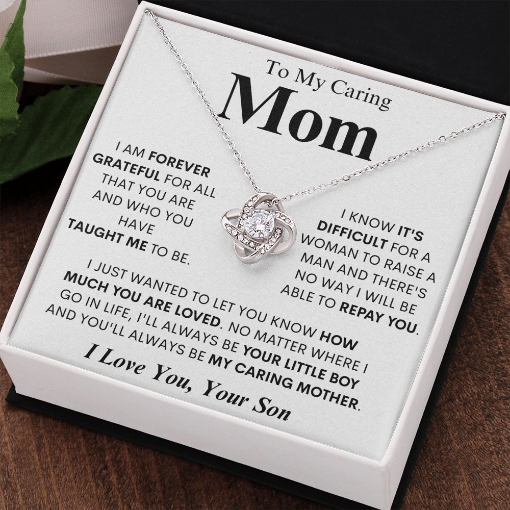 To My Caring Mom - Love Knot Necklace
