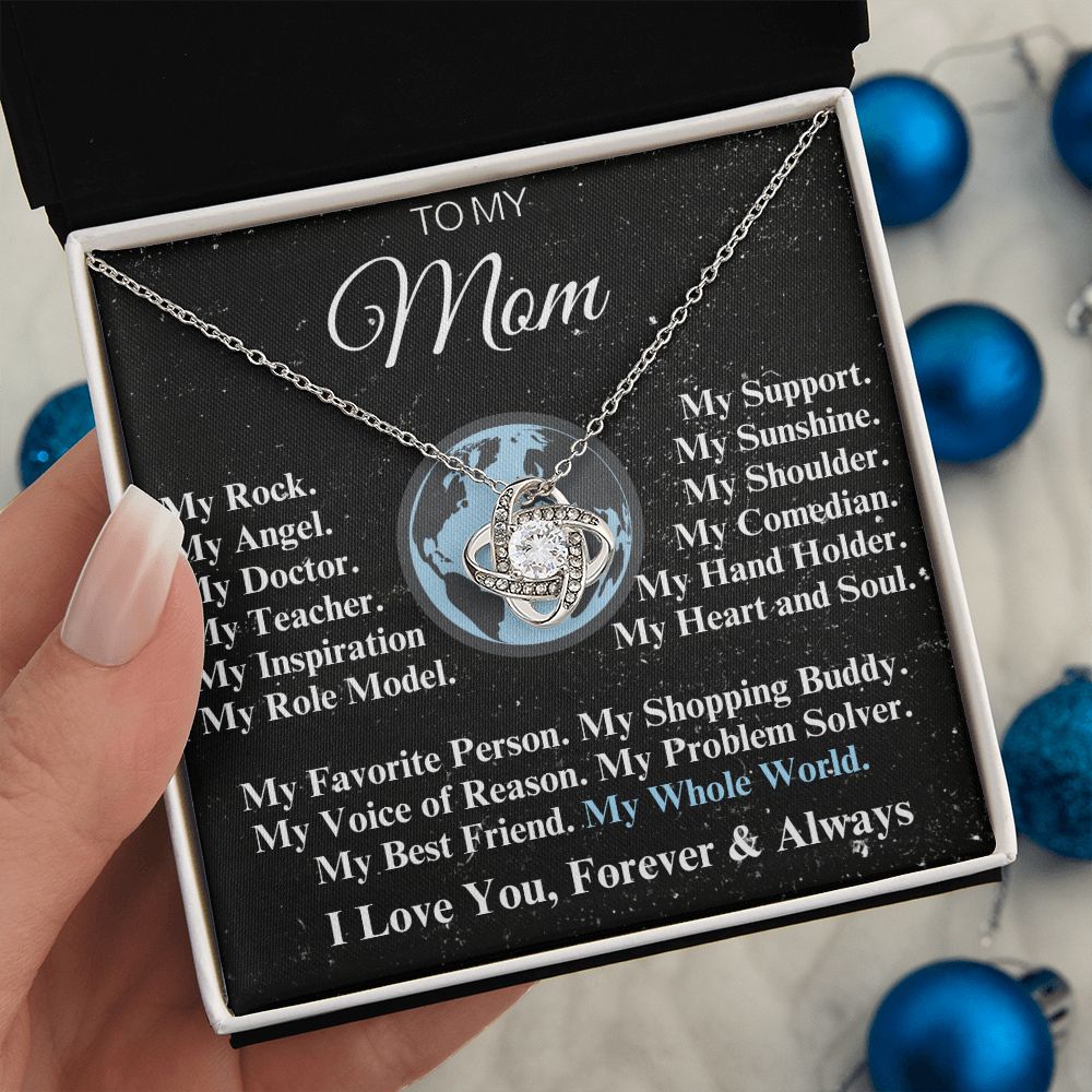 Gift for Mother | My Rock, My Angel | Premium 14K White Gold Finish Love Knot Necklace | Meaningful Mother's Day Gift | Gift Idea for Mom | Birthday gift for mom