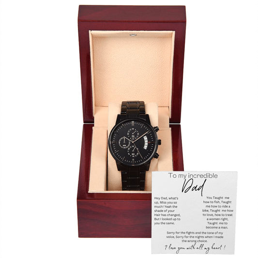 Gift for Dad | You taught me how to fish, love, treat a women | Premium Luxary Black Watch -   Meaningful Father's Day Gift | Gift Idea for Dad | Birthday gift for Dad
