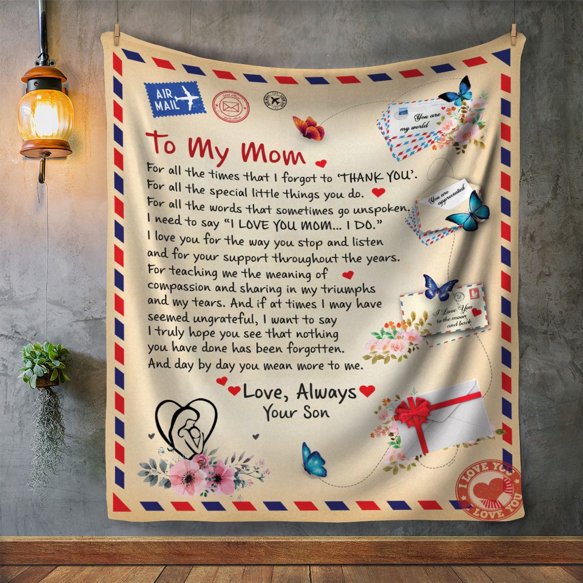 50x60 [BEST SELLER] To My Mom | Perfect Personalized Blanket For Mother's Day| Minky Blanket