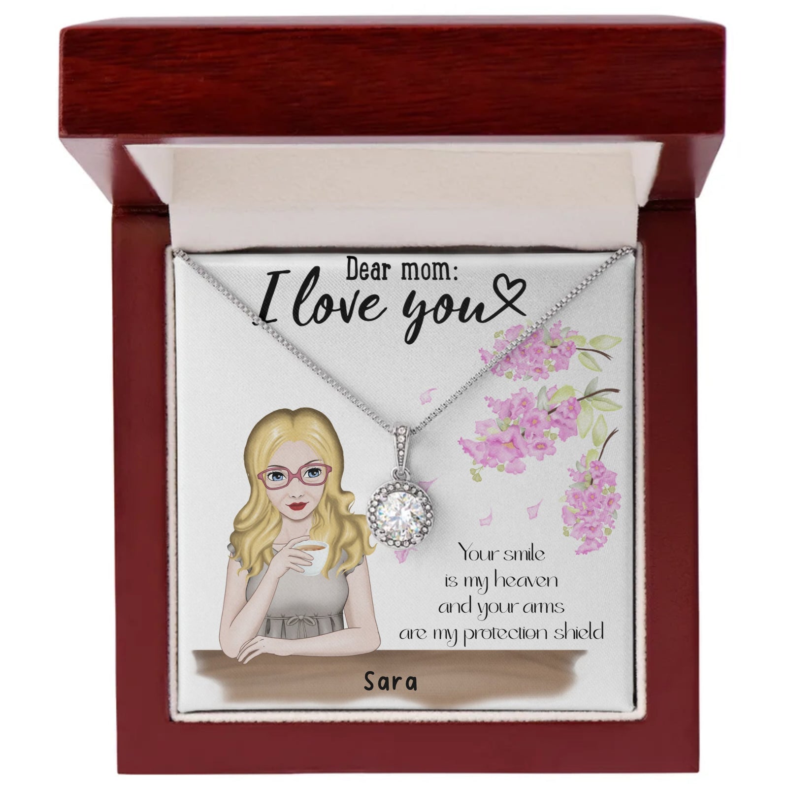 Dear Mom [ mom's name] I Love You, Mother's Day | Eternal Hope Necklace